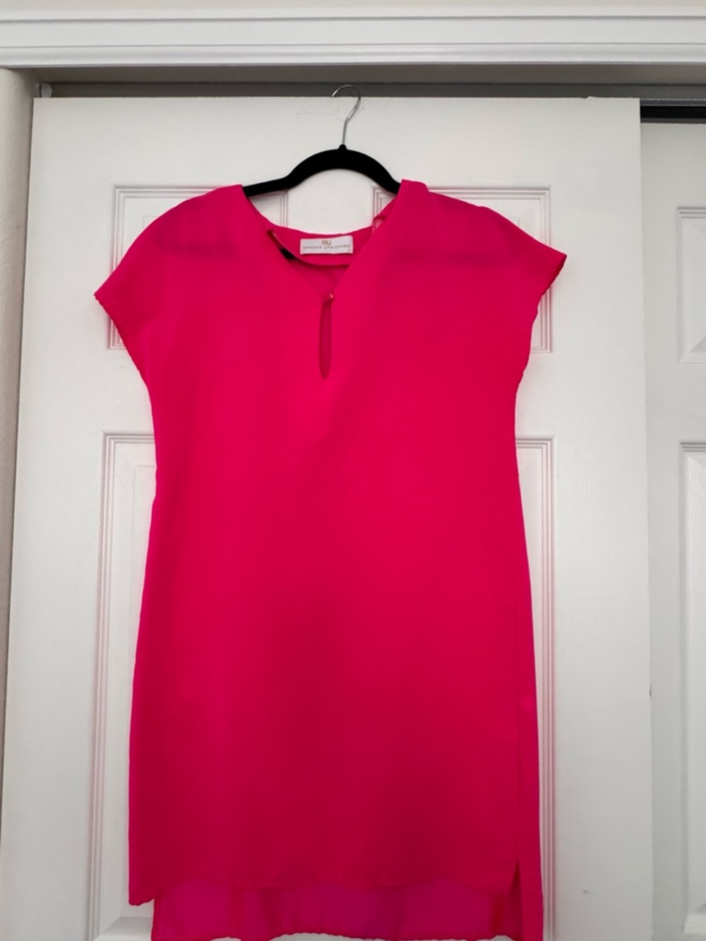 Amanda Uprichard Hot Pink Short-Sleeve Shift Dress